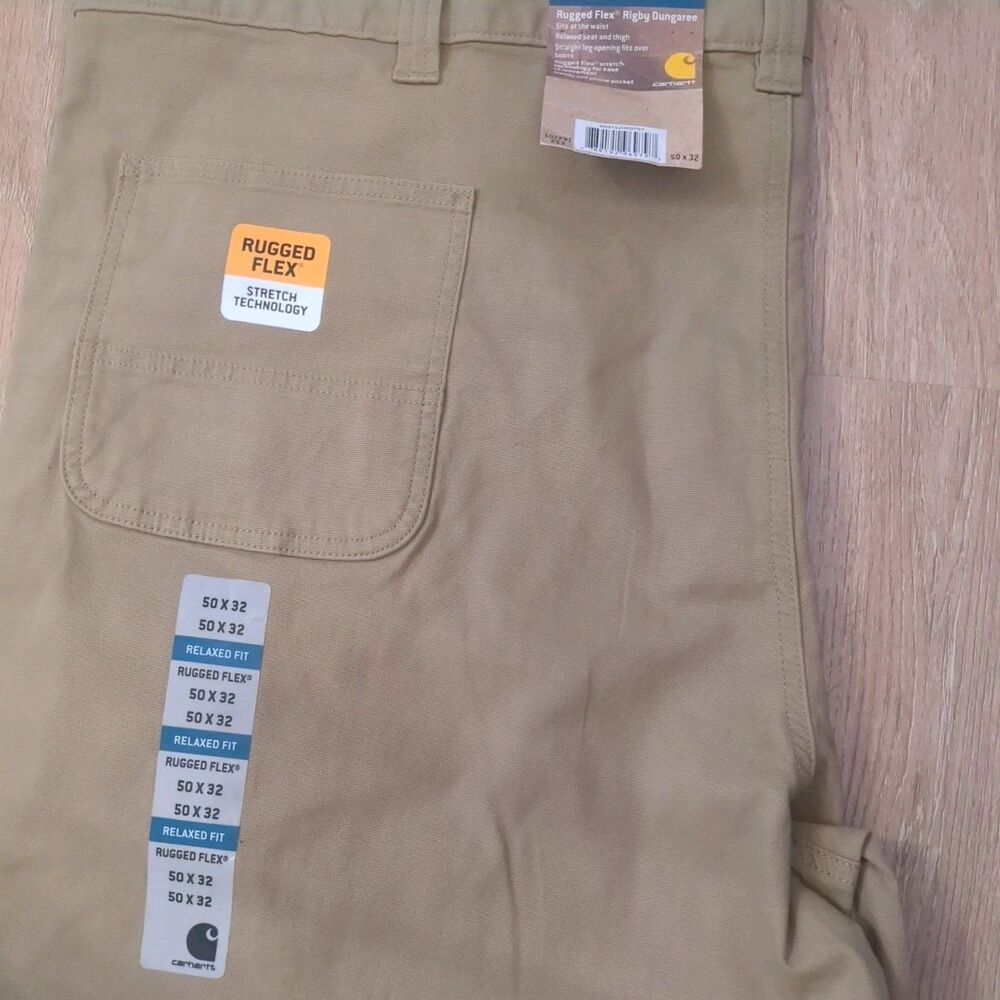Carhartt Rugged Flex Rigby Dungaree Pants Men’s 50 X 32 Relaxed Fit Stretch NEW